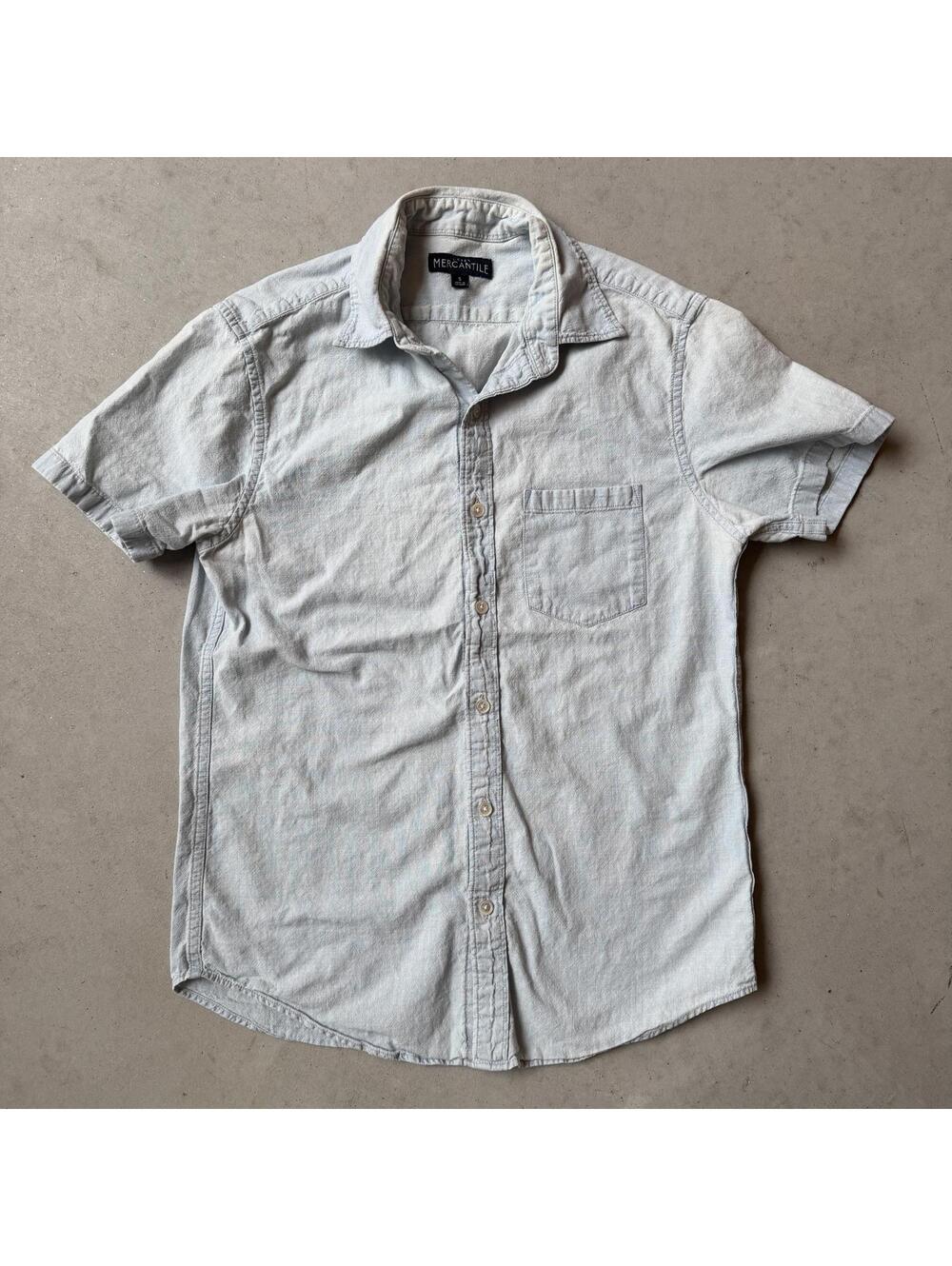 J.Crew Mercantile Light Blue Short Sleeve 100% Cotton Button-Up Shirt Small